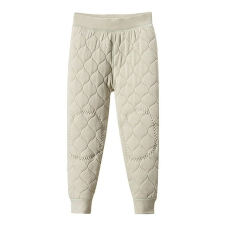LNWUY Boys Girls Quilted Long Johns Thermal Bottom Underwear Base Layer Pants Insulated for Outdoor Ski Warmth Green 120