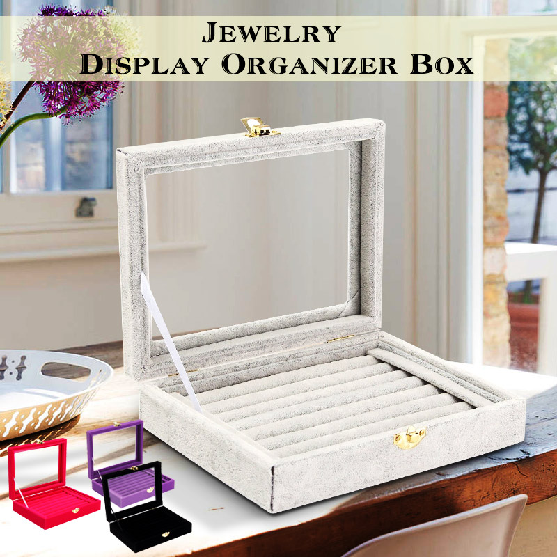 4 Colors Showcase Display Velvet Jewelry Organizer Box Show Case