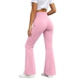 thumbnail image 5 of ThriftyPlait High Rise Flare Yoga Pants for Women Stretchy Crossover Waistband Flattering Bootcut Leggings Soft Workout Lounge Trousers for Gym, 5 of 7