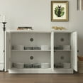thumbnail image 3 of CQSXDA Functional 45" Wide Storage Cabinet With 3 Mirrored Acrylic Doors Adjustable Shelves For Living Room Dining Room Kitchen, White Oak, 3 of 17