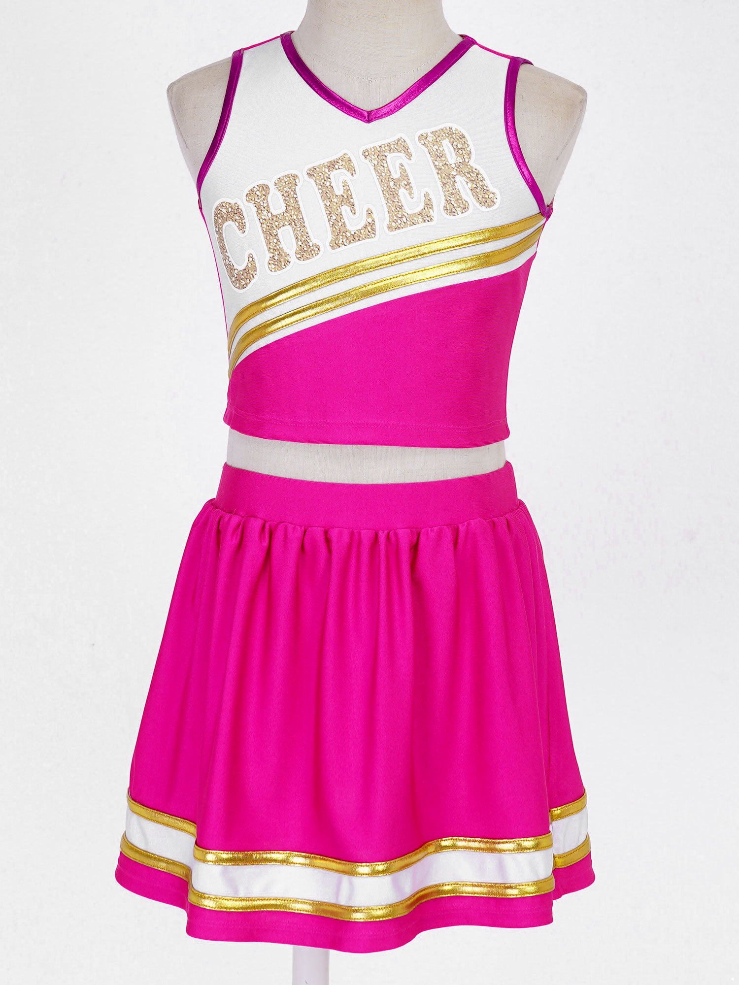 iEFiEL Kids Girls Patchwork Style Cheer Leading Dance Costume Uniform V ...