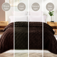 thumbnail image 3 of Exclusivo Mezcla King Size Flannel Fleece Blanket, Super Soft Warm Lightweight Checkered Pattern Blanket for All Seasons, Coffee, 90"x104", 3 of 8