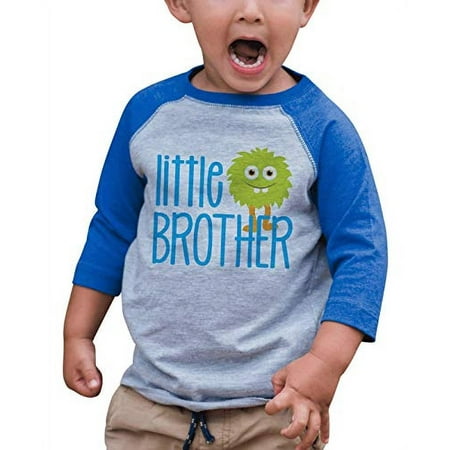 

7 ate 9 Apparel Boy s Monster Little Brother Blue Baseball Tee