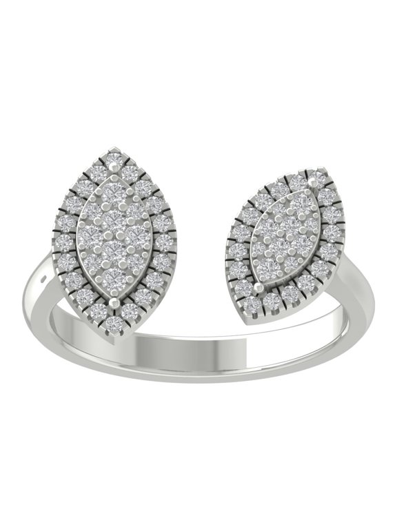 Sterling Silver Diamond Cluster Space Band Ring (3/8 cttw, I-J Color, I2-I3 Clarity), Size 7.5