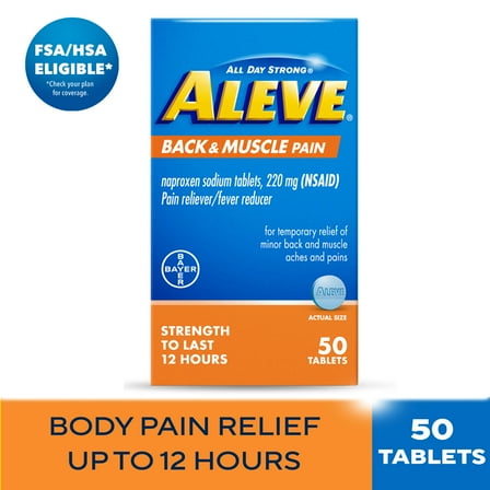 Aleve Back & Muscle Pain Reliever Naproxen Sodium Tablets, 50 Count
