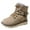 Khaki, variant on LIJCC Snow Boots for Women Faux Furry Lined Ankle Booties Fall Winter Short Boots Low Heel Suede Leather Lace Up Boots Casual Comfort Slip on Wide Width Ladies Boots