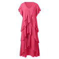 thumbnail image 6 of Women Casual Solid Dress Short Sleeve V Neck Sequin Splice Dress Slim Irregular Dress Womens Tunic Dress Ruffle Dress Causal Dresses for Women plus Size Summer Dresses Womens Casual Wrap Dress Summer, 6 of 7