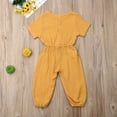 thumbnail image 3 of Qiylii Infant Baby Solid Color Romper Short Sleeve Elastic Waist Loose Jumpsuit, 3 of 7