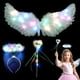 thumbnail image 1 of Alas de ángel luminosas, disfraz de ángel luminoso para niños con alas de ángel blancas, alas de plumas, diadema de ángel con halo, varita mágica, disfraz de ángel LED, alas de ángel para mujer p, 1 of 5