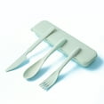 thumbnail image 1 of jesticaly Tableware Set Portable Washable Solid Color Children Flatware Kit Home Preschool Camping Holiday Cutlery Green 1Set, 1 of 6
