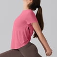 thumbnail image 4 of Tqcoqu Open Back Workout Tops for Women,Casual Short Sleeve Crew Neck Loose Athletic Gym Yoga Tshirts Clothes,Hot Pink Women's S-XL, 4 of 7