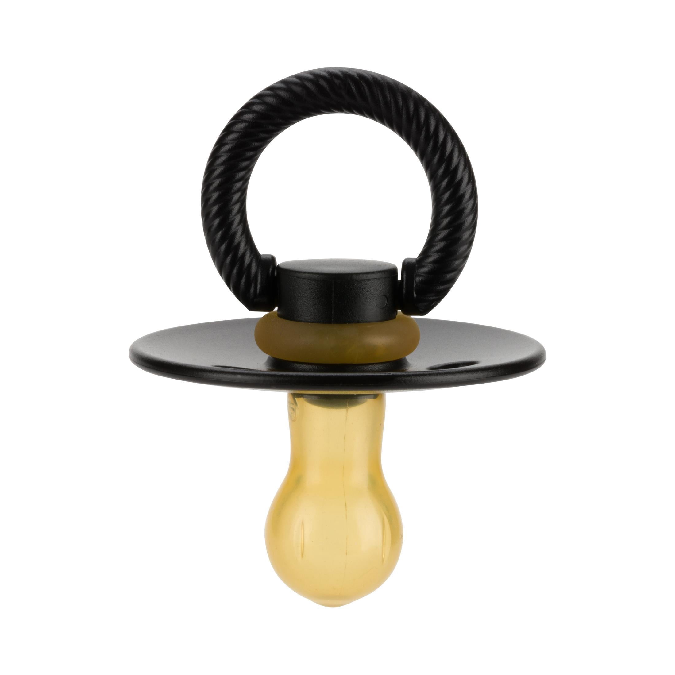 Itzy Ritzy Natural Rubber Pacifiers Set of 2 – Natural Rubber Newborn Pacifiers with Cherry-Shaped Nipple & Large Air Holes for Added Safety; Set of 2 in Camo & Midnight, Ages 0 – 6 Months