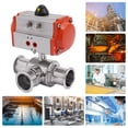 thumbnail image 5 of Dwellnix USA 3 Way 304 Stainless Steel Ball Valve 2 Pneumatic Sanitary Ball Valve Clamp, 5 of 6