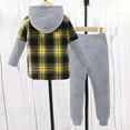 thumbnail image 5 of Ahuyic Kids Long Tops And Pants,Boys Plaid Hooded Shirt And Pants Set 2-8Years 2 Piece Long Sleeve Breasted Button Casual Out for Fall, 5 of 5