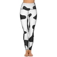 thumbnail image 4 of Cow Print Texture Yoga Pants Women Black White Spots Leggings High Waist Retro Yoga Legging Stretch Fitness Sports Tights, 4 of 6