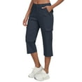 thumbnail image 2 of QATAINLAV Capri Pants for Women Casual Elastic Waist Hiking Travel Cropped Pants Loose Comfy Capris with Pockets Navy XXL Mother's Day Gifts, 2 of 10