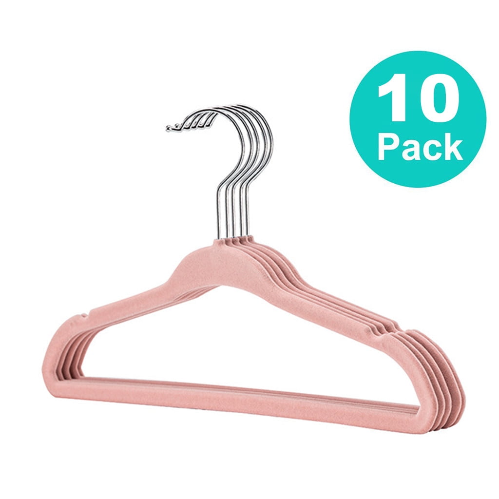10 Velvet Non Slip Flocked Adult Coat Clothes Trouser Hanging Hangers With Bar 