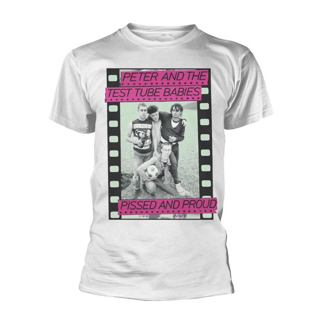 Peter & The Test Tube Babies - Camiseta Pissed And Proud para Adultos Unisex (Blanco)