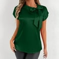 thumbnail image 2 of Women's Elegant Bow Neck Satin T Shirt Casual Blouse Summer Spring Top Tee Ribbon Collar Comfortable Stylish Fashionable, 2 of 2