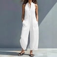 thumbnail image 2 of Chuancc Women's Casual Loose Overalls Jumpsuits One Piece Sleeveless Wide Leg Long Pant Rompers With Pockets White 2XL, 2 of 4