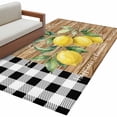 thumbnail image 2 of Hello Summer Lemons Washable Area Rugs 2.7'x5', Farmhouses Fruits Black Plaid Wood Grain Low Pile Throw Living Room Rug Non-Slip Sturdy Edge Binding Carpet for Indoor Entryway Bedside Kitchen, 2 of 9