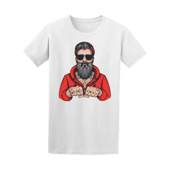 Color Hipster Tattoo Santa T-Shirt Men -Image by Shutterstock, Male Large