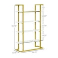 thumbnail image 3 of HOMCOM 4-Tier Bookshelf, Bookcase Ladder Shelf with Stable Metal Frame, Tall Organizer Multifunctional Rack for Living Room, Bedroom, Kitchen, White and Gold, 3 of 10