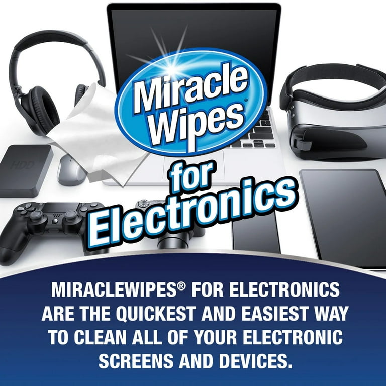 MiracleWipes - Toallitas para limpieza electrónica, toallitas para pantalla  diseñadas para TV, teléfonos, monitores y más, incluye toalla de