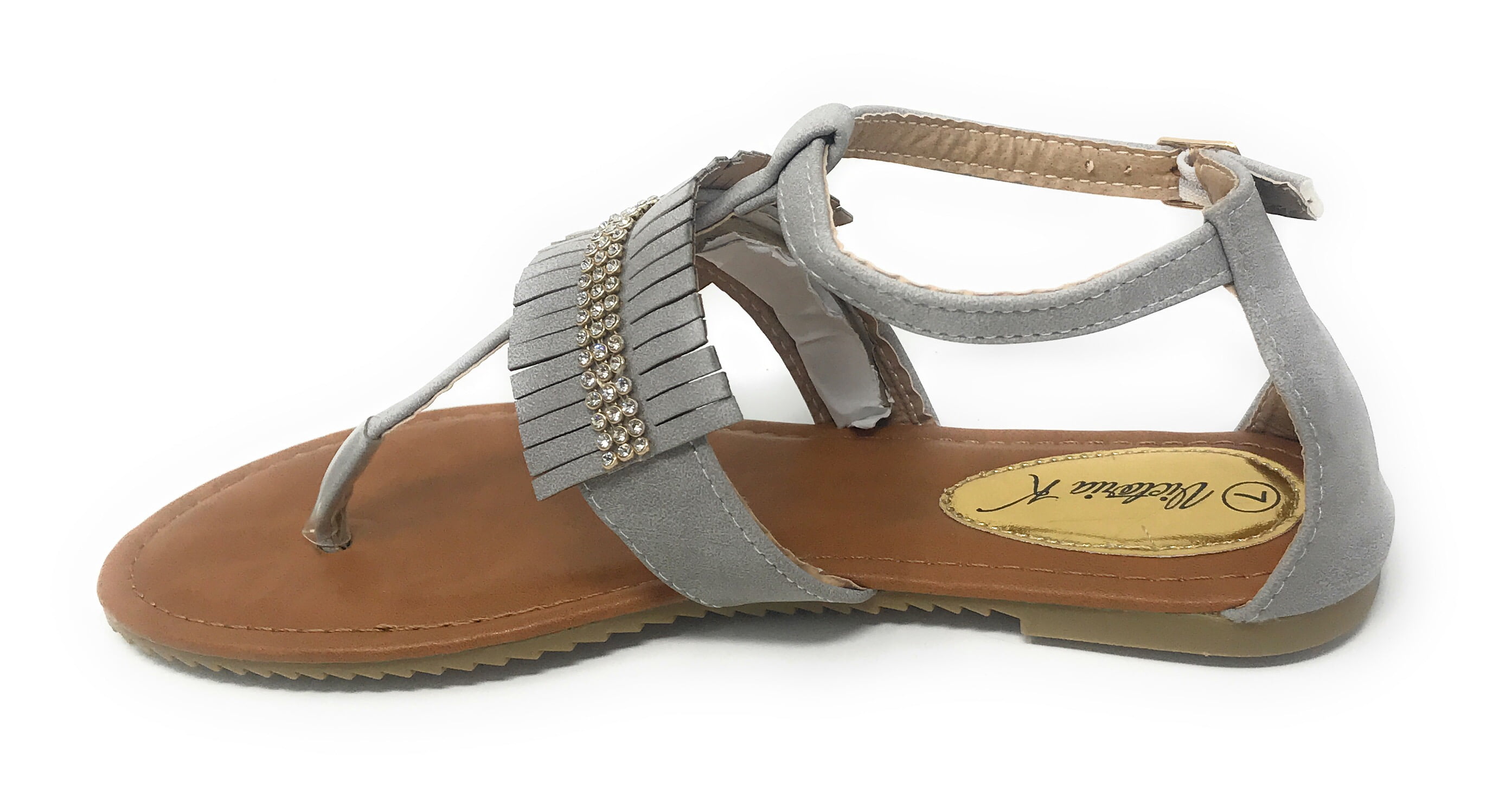 Victoria K Women's Fringed and Rhinestone Sandals