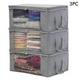 thumbnail image 3 of Large Storage Bags, 3 Pack Closet Organizers and Storage, Clothes Foldable Storage Bins with Reinforced Handles, Storage Containers for Clothing, Blanket, Gray, 3 of 8