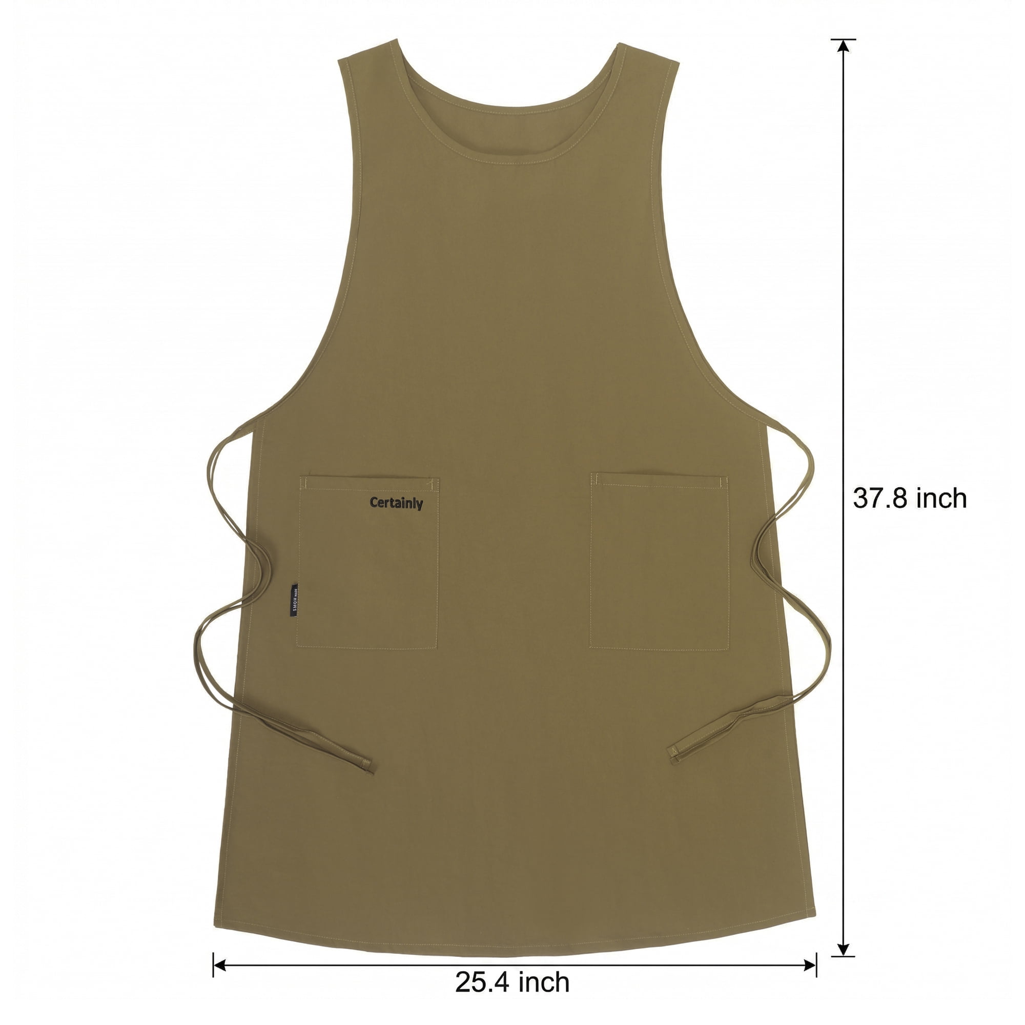 Unique Bargains Women's Cooking Apron with Pockets 25.4x37.8in Jet Black Gold Sheen
