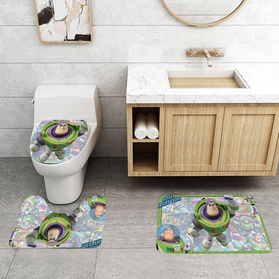 Bathroom Rugs Sets 3 Piece for Buzz lightyear with Toilet Cover,Contour Rug,Bath Rug Machine Washable Non-slip
