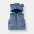 thumbnail image 2 of Children's Winter Solid Sleeveless Hooded Zipper Fleece Warm Coat, 2 of 5