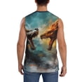 thumbnail image 4 of Lsque White And Red Sketch Dragon Print Men's Cotton Blend Sleeveless Muscle Shirts (S-3XL)- Moisture Wicking, Odor Protection, UPF 30+,3X-Large, 4 of 8
