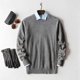 thumbnail image 4 of Men Cashmere Sweater Autumn Winter Soft Warm Jersey Jumper Robe Hombre Pull Homme Hiver Pullover V-neck O-neck Knitted Sweaters, 4 of 5