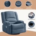 thumbnail image 5 of JONPONY Heated Manual Massage Recliner with 360° Swivel Rocker, Comfy Single Sofa with Side Pockets and Cup Holders for Living Room, Bedroom, and Home Theater, Blue, 5 of 10
