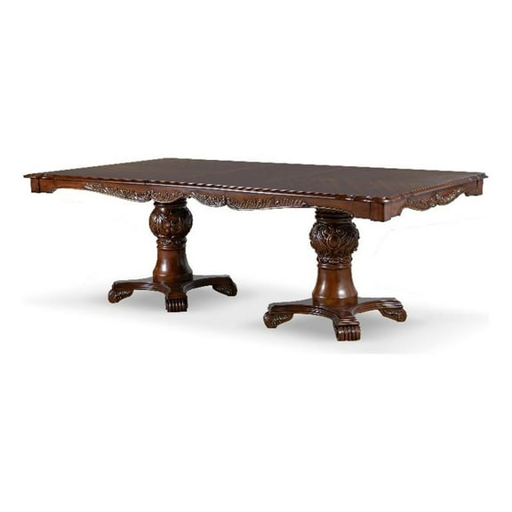 Furniture of America Albernit Solid Wood Expandable Dining Table in Dark Cherry