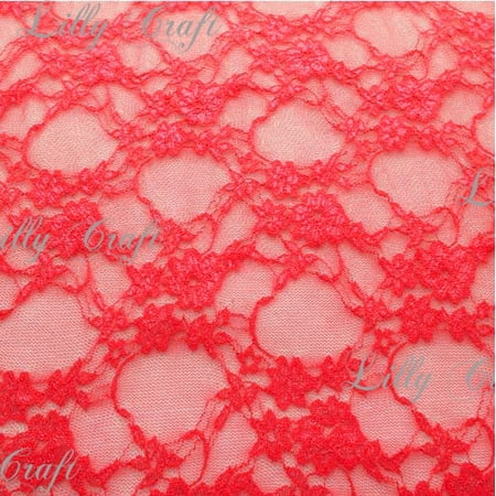 Strawberry Giselle STRETCH Lace 58 Inch Fabric 5 Yard Bold