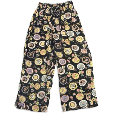 Girls Elastic Waist Pants - Mulberribush Toddler Girls Rayon Drawstring Elastic Waist Pant Bottoms, 26598 Black Tea Cups / 6