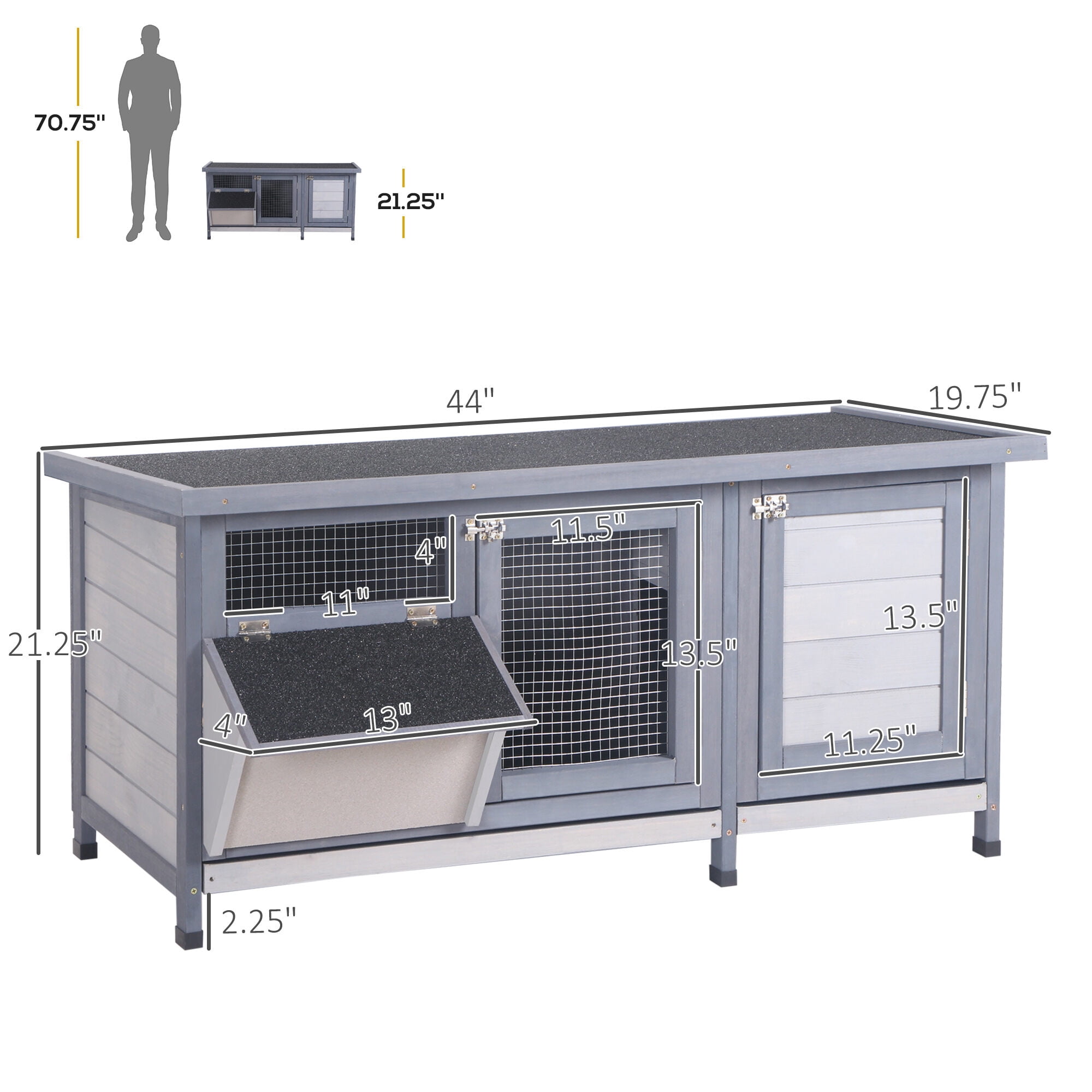 Dog Crate, Wooden Pet House,Small Animal Cage Rabbit Hutch, Gray Pet Playpen,Steel,Wood Chicken Coop, Pet Supplies Pens & Hutches