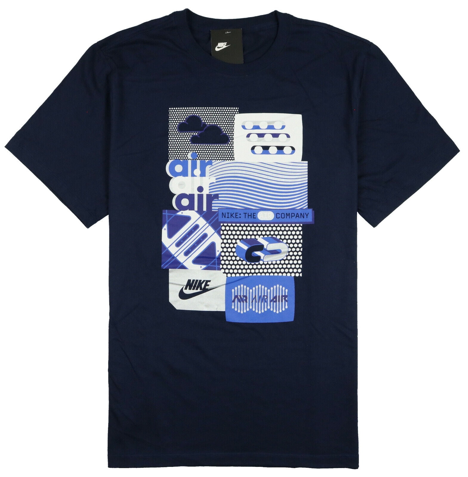 Nike Men's Tri-Blend Huarache Sketch T-Shirt Small Navy Blue