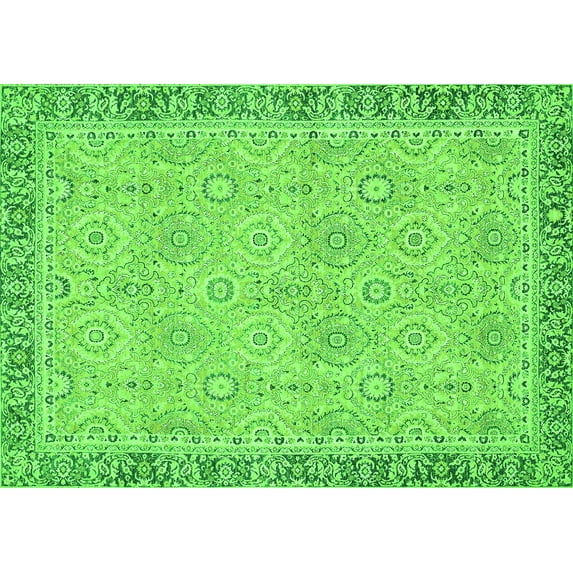 Ahgly Company Indoor Rectangle Oriental Green Traditional Area Rugs, 7' x 9'