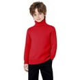 thumbnail image 5 of AHTJRT Turtleneck Sweaters for Kids Girls Boys Stretchable Ribbed Knitted Pullover Cozy Cotton Soft Long Sleeve Basic Sweater Red 6-7 Years, 5 of 10