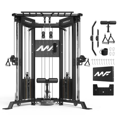 Mikolo Cable Crossover Machine with 400lbs Weight Stack, Functional Trainer with Independent Double Pulley System, 2000lbs Multi-Functional Chest Fly Machine, Lat Pulldown Machine