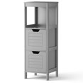 thumbnail image 4 of Topbuy Wooden Floor Cabinet Multifunctional Bathroom Storage Cabinet Side Organizer w/Drawer Gray, 4 of 7