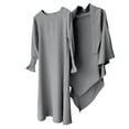 thumbnail image 5 of EnJoCho Children Kids Daily Casual Dress O Neck Dress Solid Elegant Dress Kids Prayer Dress Muslim Clothes for Girls Long Sleeve Abaya with Hijab Two Piece Maxi Islamic Set Scarf, 5 of 6