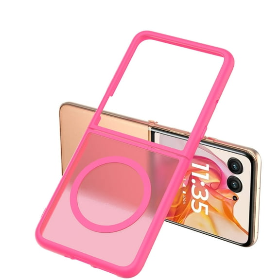 XPM for Motorola Razr 2025 Phone Case, Magnetic Case Hybrid Soft TPU Rubber Bumper Hard Translucent Matte Back Slim Shockproof Cover for Motorola Razr (2025) (Hot Pink)