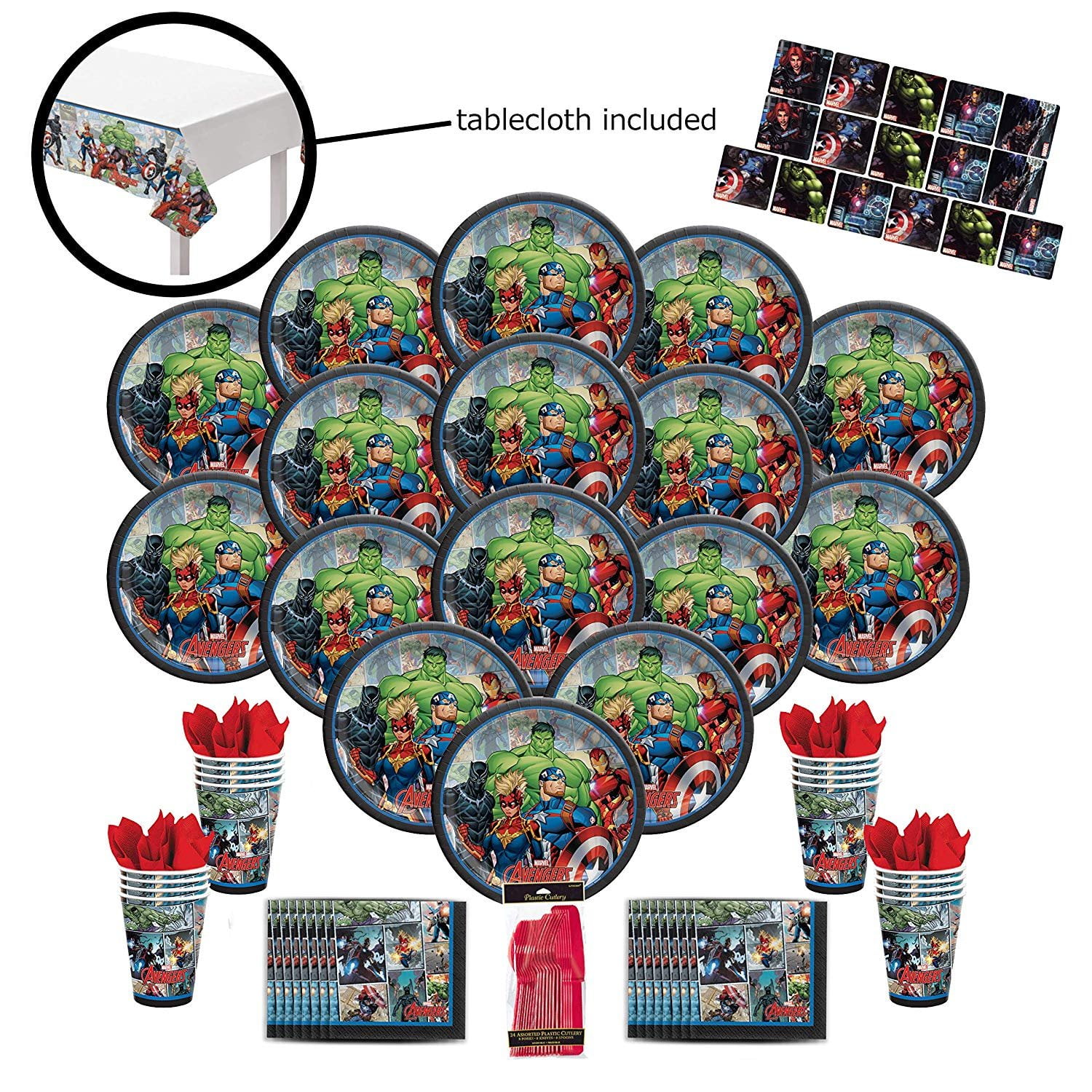 Marvel Avengers Party Pack Seats 16 Napkins, Plates, Cups and