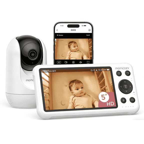 5" WiFi Baby Monitor with HD Camera, Two-Way Audio, 4X Zoom, Motion and Cry Detection, Safe Zone, Clear Night Vision, Photo and Video Recording