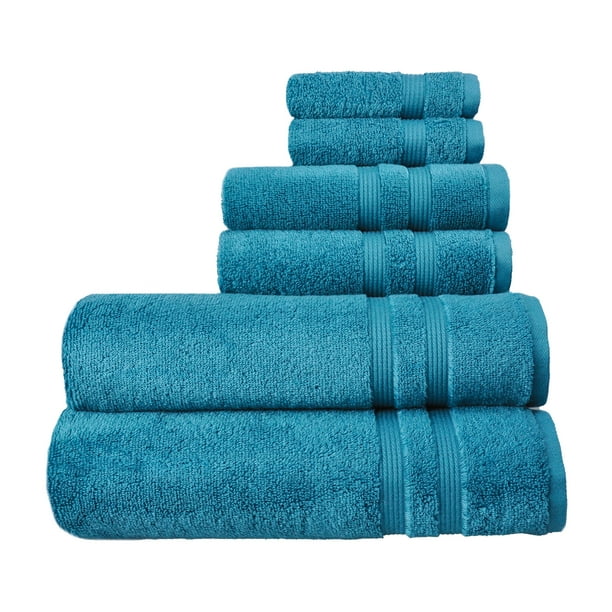 Mainstays Performance Solid 6-Piece Bath Towel Set - Coolwater ...